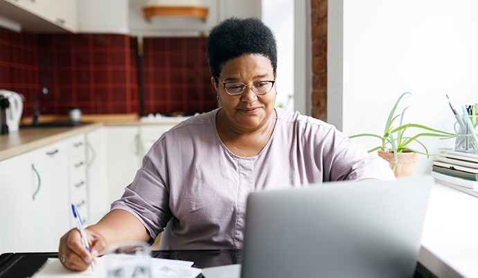 Woman looking at computer